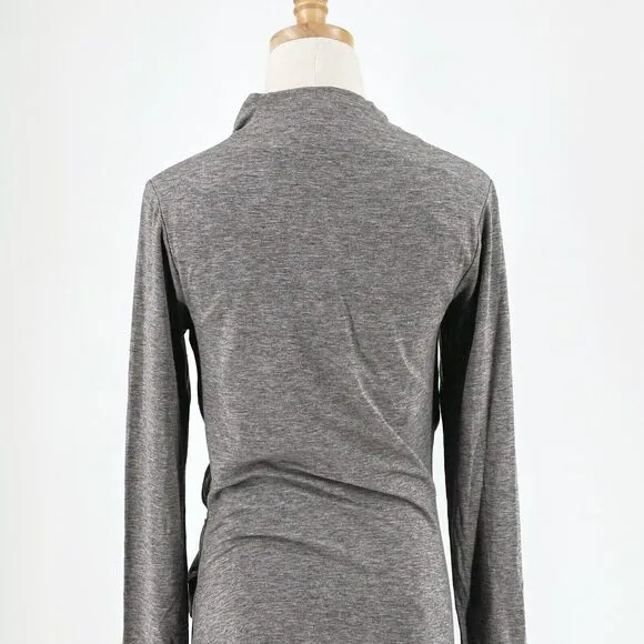 Reiss Womens Long Sleeve Mini Ruched BodyCon Dress Medium Wool Blend Minimalist
