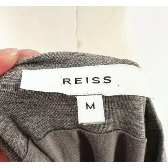 Reiss Womens Long Sleeve Mini Ruched BodyCon Dress Medium Wool Blend Minimalist