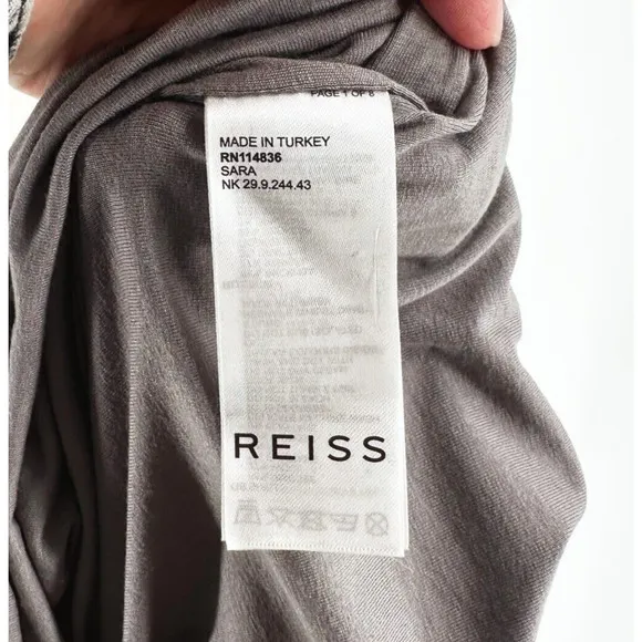 Reiss Womens Long Sleeve Mini Ruched BodyCon Dress Medium Wool Blend Minimalist