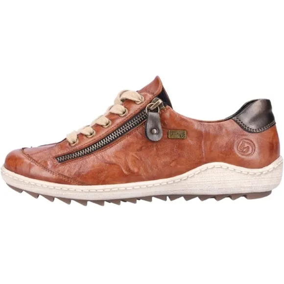 Remonte Brown and Black Sneakers with Zipper Detail