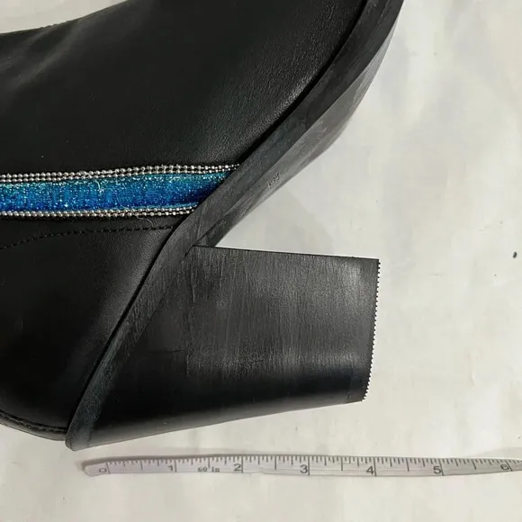 Replay Western Style Leather Black Ankle Boots Size EU 40 US 9 NWB