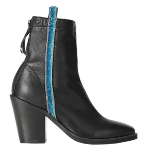 Replay Western Style Leather Black Ankle Boots Size EU 40 US 9 NWB