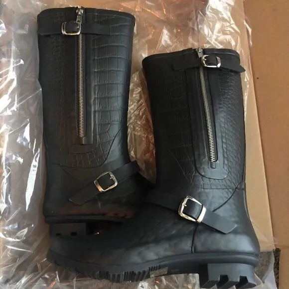 Report Black Halvor Snake Print Rain Boots