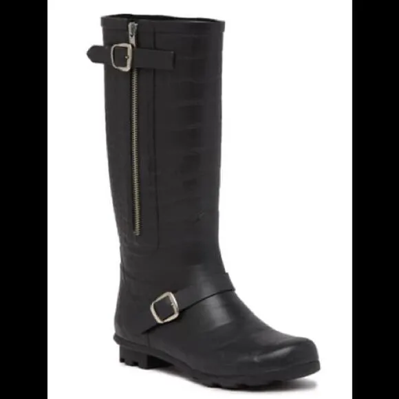 Report Black Halvor Snake Print Rain Boots