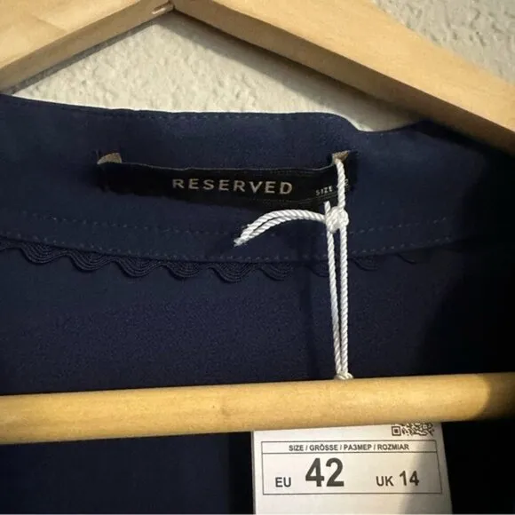 Reserved Navy Paige V Neck Dress Minimalist, lagenlook Size 12