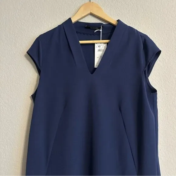 Reserved Navy Paige V Neck Dress Minimalist, lagenlook Size 12