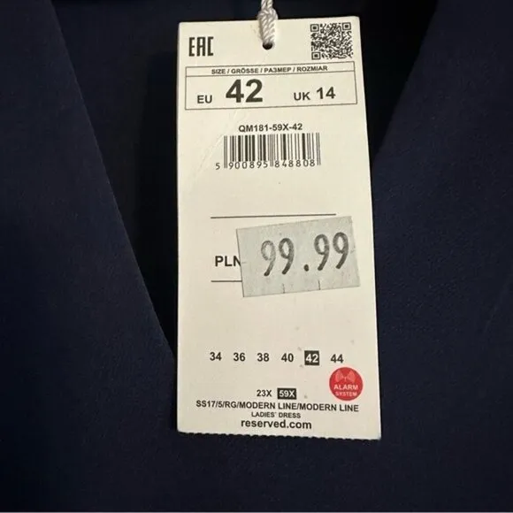 Reserved Navy Paige V Neck Dress Minimalist, lagenlook Size 12