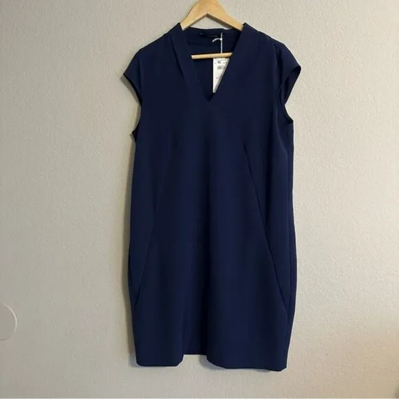 Reserved Navy Paige V Neck Dress Minimalist, lagenlook Size 12