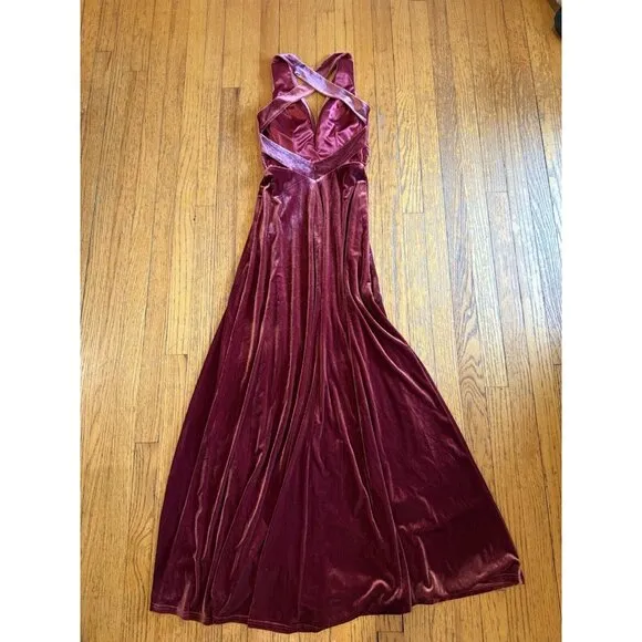 Revelry Dylan Convertible Velvet Dress Burgundy Size 2, luxury, event, wedding