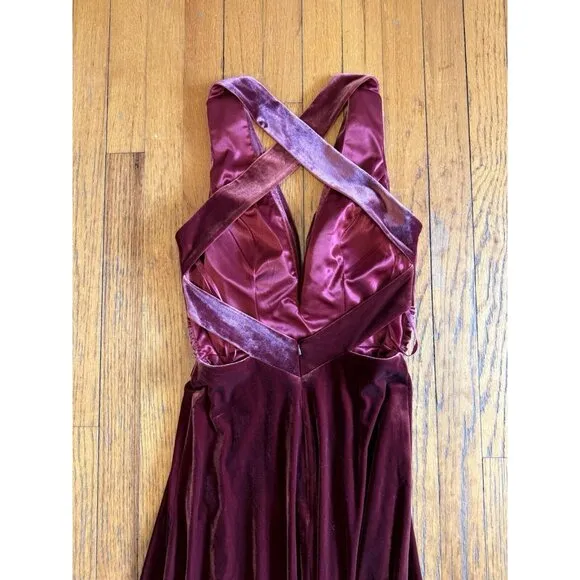 Revelry Dylan Convertible Velvet Dress Burgundy Size 2, luxury, event, wedding
