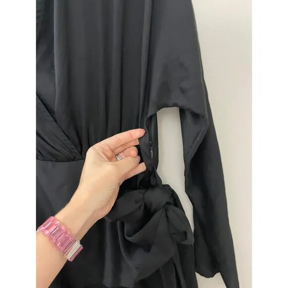 Revolve L'Academie Lorriana Tie Waist Sexy Minimalist Dramatic Black Dress L