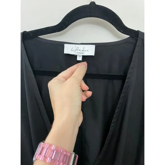 Revolve L'Academie Lorriana Tie Waist Sexy Minimalist Dramatic Black Dress L
