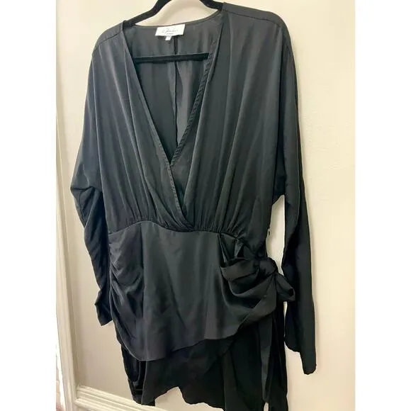 Revolve L'Academie Lorriana Tie Waist Sexy Minimalist Dramatic Black Dress L