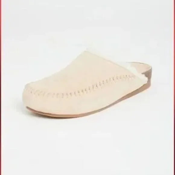 Revolve Villa Rouge Valdez Suede Leather Slippers in Nude