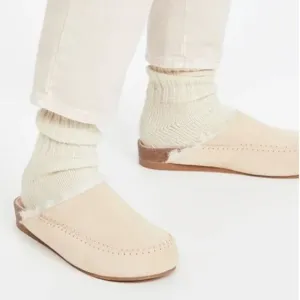 Revolve Villa Rouge Valdez Suede Leather Slippers in Nude