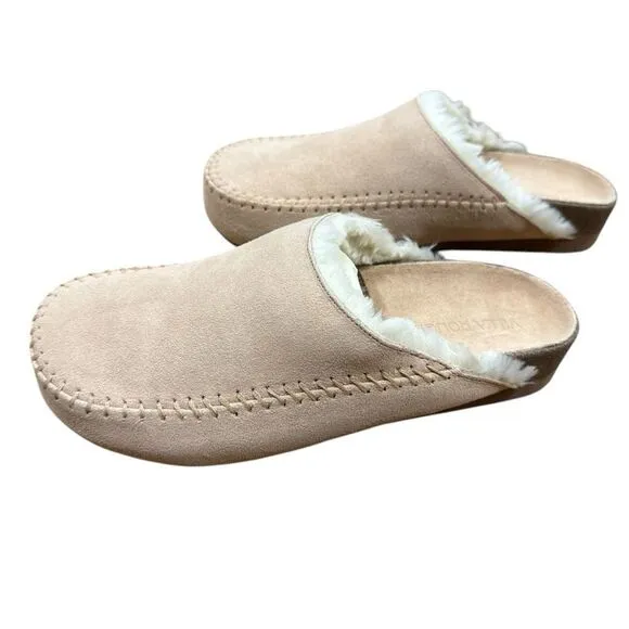 Revolve Villa Rouge Valdez Suede Leather Slippers in Nude