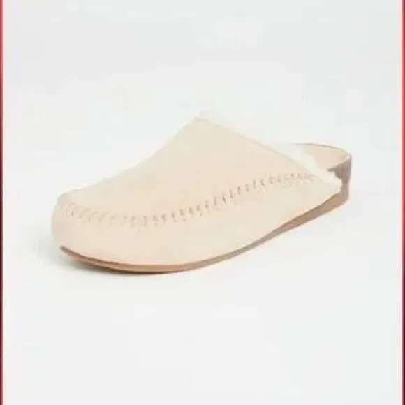 Revolve Villa Rouge Valdez Suede Leather Slippers in Nude