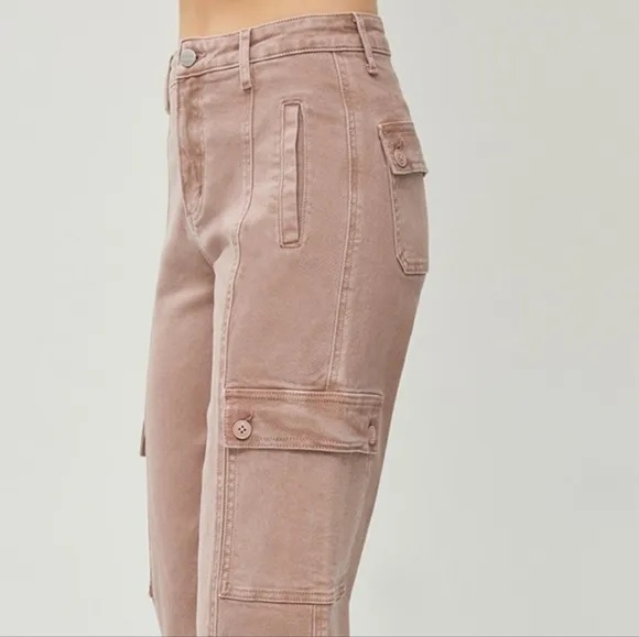 RISEN Cargo High-Rise Retro 90s Denim Pants Boyfriend Fit Wide Leg Utility Jeans