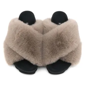 ROAM Cloud Slippers Nude Faux Fur Sandal Size 7