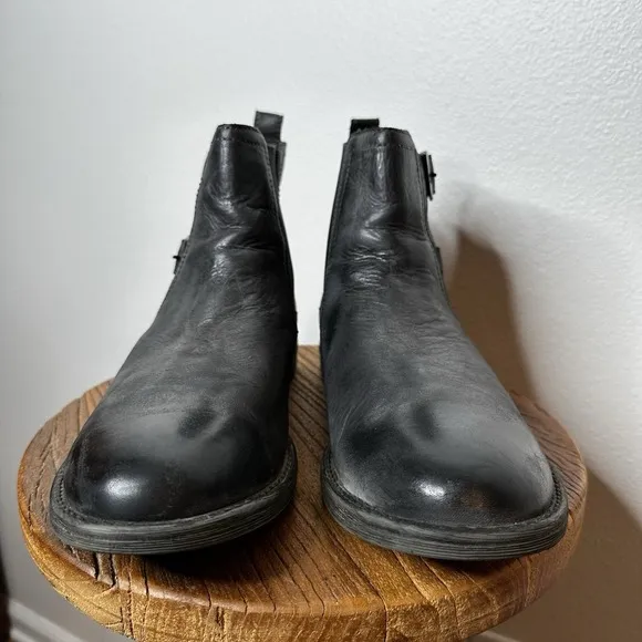 Roan by Bed Stu Mens Boots Cynan Dark Grey Distressed Leather Buckle Chelsea 11