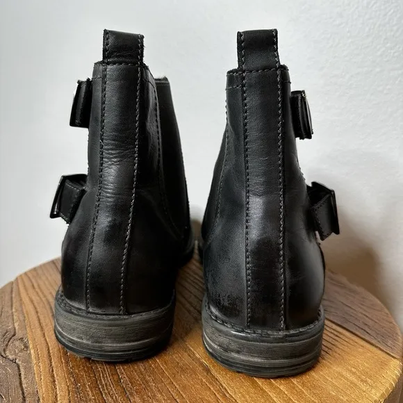 Roan by Bed Stu Mens Boots Cynan Dark Grey Distressed Leather Buckle Chelsea 11