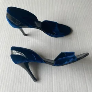 robert clergerie barneys blue black  shoes velvet Open toe heels dressy shoes
