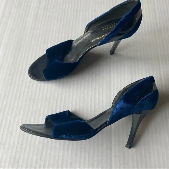 robert clergerie barneys blue black  shoes velvet Open toe heels dressy shoes
