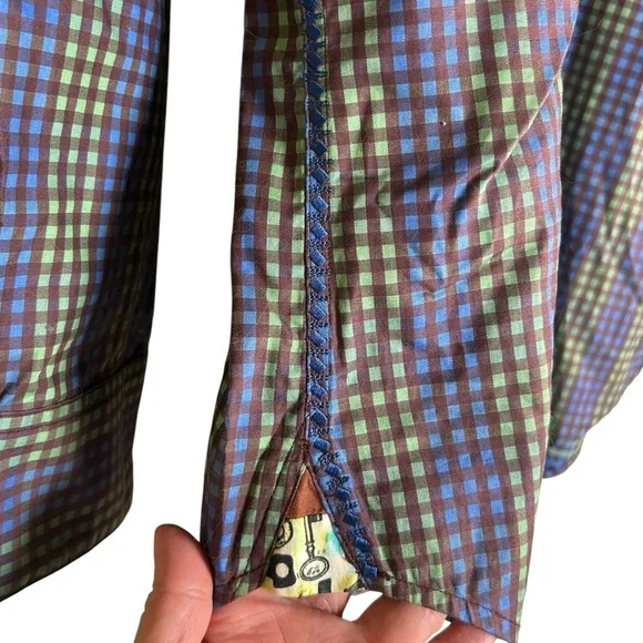 Robert Graham Button Down Luxury Designer Long Sleeve Dress Shirt Size Large