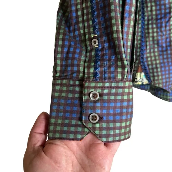 Robert Graham Button Down Luxury Designer Long Sleeve Dress Shirt Size Large