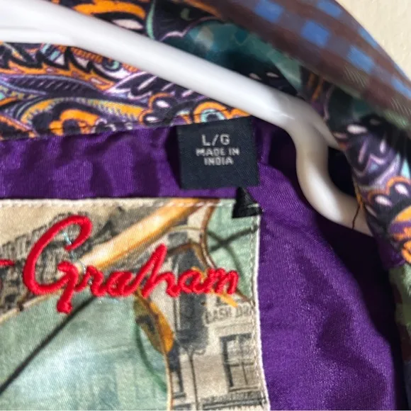 Robert Graham Button Down Luxury Designer Long Sleeve Dress Shirt Size Large