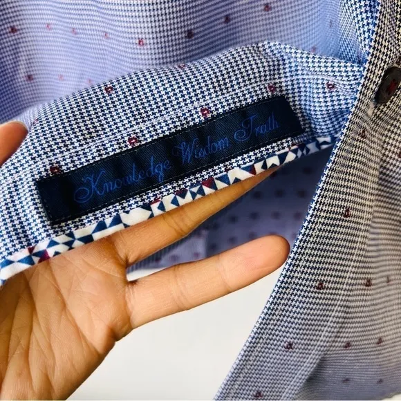Robert Graham Luxury Blue Dress Shirt L Tailored Fit