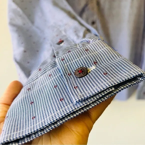 Robert Graham Luxury Blue Dress Shirt L Tailored Fit