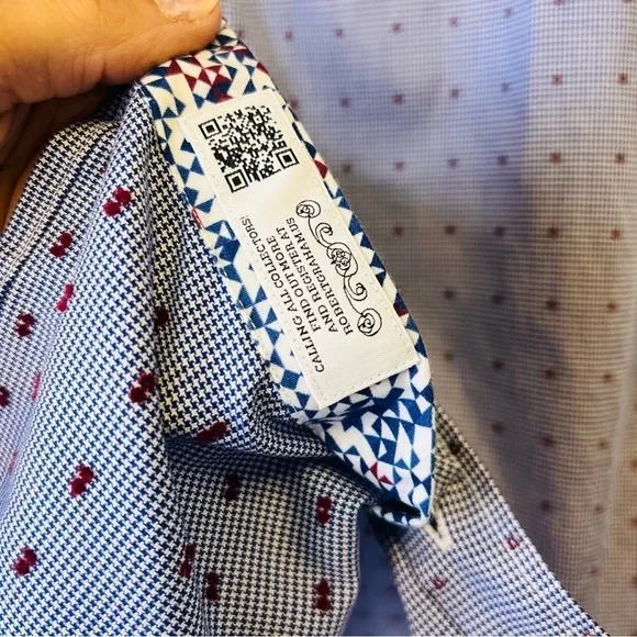 Robert Graham Luxury Blue Dress Shirt L Tailored Fit