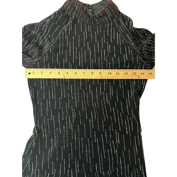 Roberta High Neck Long Sleeve Long Embellishments Black Gown Dress Size Medium