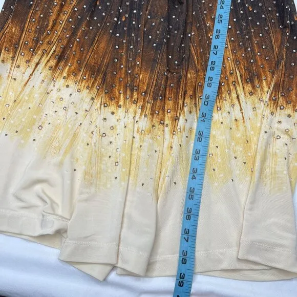 Roberto Cavalli JustCavalli Silk Knit Mini Dress Fit &amp; Flare Brown Cream Small