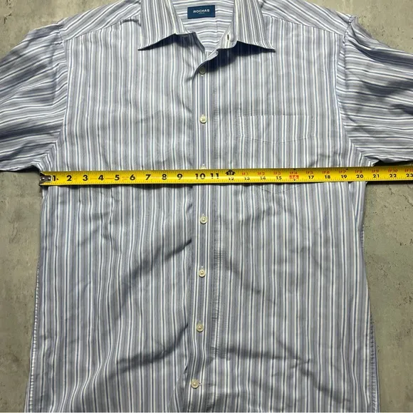Rochas Paris Shirt Mens Small 15.5-34/35 Button Up Dress Fit Luxury Shirt Stripe