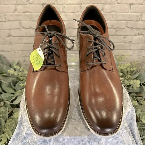 Rockport “Garett” Chestnut Brown Leather Round-Toe Dress Oxfords Mens 15M🤎NWOT