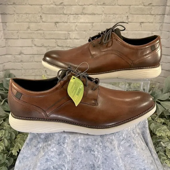 Rockport “Garett” Chestnut Brown Leather Round-Toe Dress Oxfords Mens 15M🤎NWOT