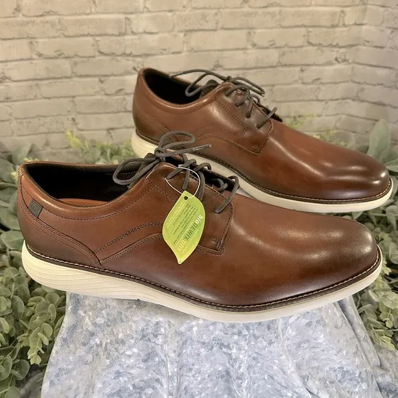 Rockport “Garett” Chestnut Brown Leather Round-Toe Dress Oxfords Mens 15M🤎NWOT