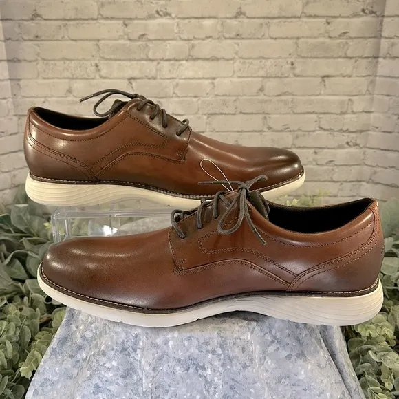 Rockport “Garett” Chestnut Brown Leather Round-Toe Dress Oxfords Mens 15M🤎NWOT