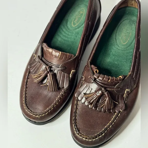 Rockport Men's Brown Leather Shoes with Fringes M4044 Low Heel
