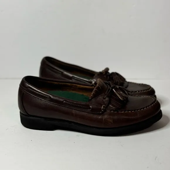 Rockport Men's Brown Leather Shoes with Fringes M4044 Low Heel
