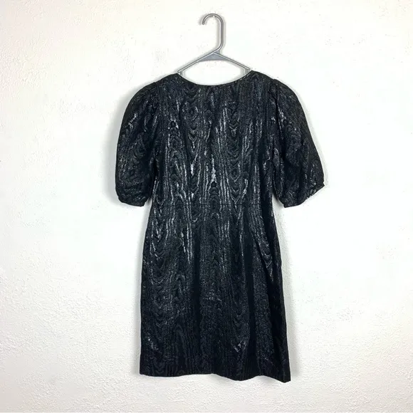 Rodebjer black shiny puff sleeve dress size small luxury