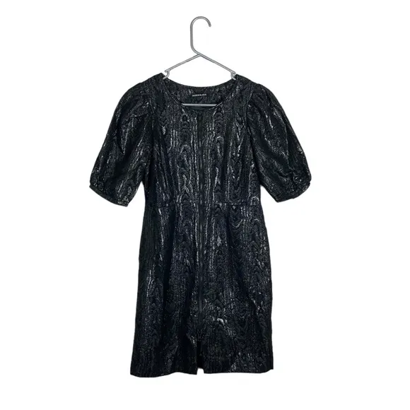 Rodebjer black shiny puff sleeve dress size small luxury