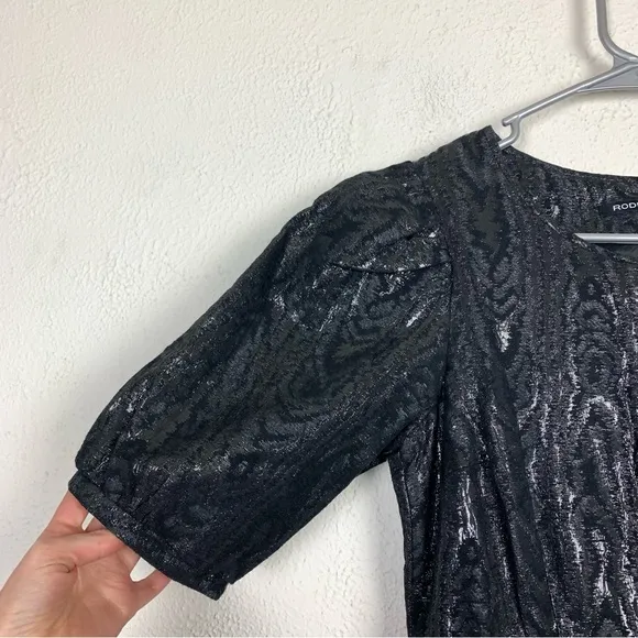 Rodebjer black shiny puff sleeve dress size small luxury
