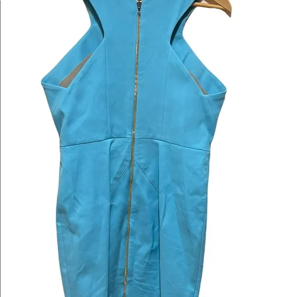 Roland Mouret Luxury Midi Aqua Stretch Knit Canvas 'wilton' Casual Dress