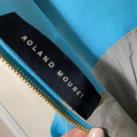 Roland Mouret Luxury Midi Aqua Stretch Knit Canvas 'wilton' Casual Dress