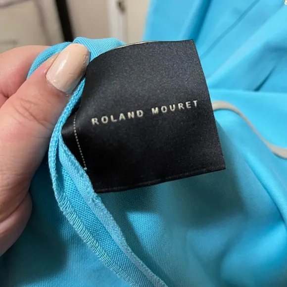 Roland Mouret Luxury Midi Aqua Stretch Knit Canvas 'wilton' Casual Dress