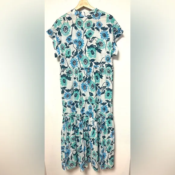 Ros Garden Mumi Dress Tie Waist Tassels Ortensia Blue Quite Luxury NWTSz Small