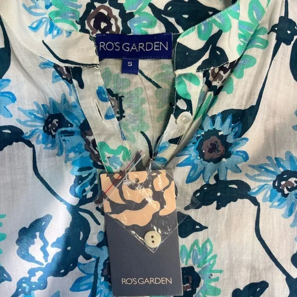 Ros Garden Mumi Dress Tie Waist Tassels Ortensia Blue Quite Luxury NWTSz Small